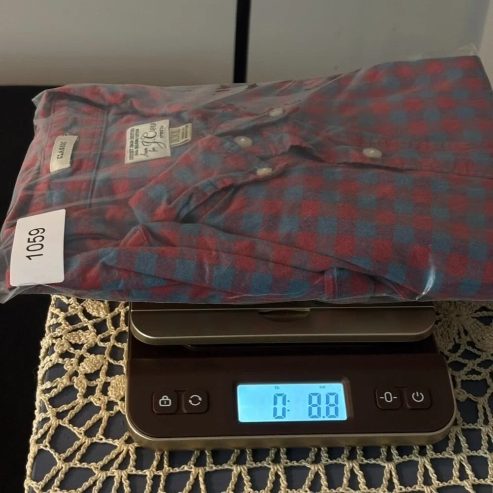 J.Crew Mens Red Checked Classic Stretch‎ Button Up Shirt Size XXL Organic Cotton